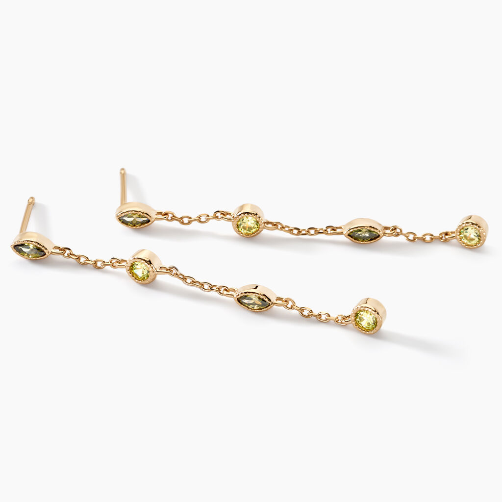 Boucles D'oreilles Pendantes Angelica Plaque Or Jaune Oxyde Zirconium - Boucles d'oreilles fantaisie Femme | Histoire d’Or