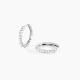Créoles Justy Argent Blanc Oxyde De Zirconium - Boucles d'oreilles créoles Femme | Histoire d’Or
