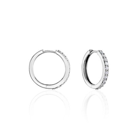 Créoles Justy Argent Blanc Oxyde De Zirconium - Boucles d'oreilles créoles Femme | Histoire d’Or