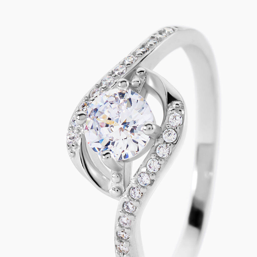 Bague Lines Argent Blanc Oxyde De Zirconium - Bagues solitaires Femme | Histoire d&rsquo;Or
