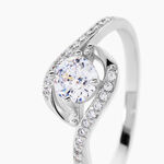 Bague Lines Argent Blanc Oxyde De Zirconium - Bagues solitaires Femme | Histoire d&rsquo;Or