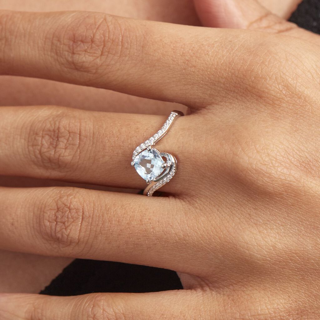 Bague Maria-serena Or Blanc Topaze Et Oxyde De Zirconium - Bagues solitaires Femme | Histoire d’Or