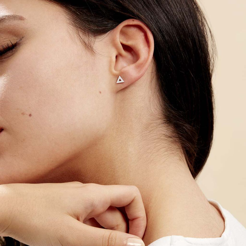 Boucles D'oreilles Puces Severine Argent Blanc - Boucles d'oreilles fantaisie Femme | Histoire d’Or