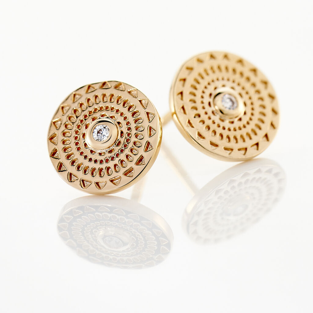 Boucles D'oreilles Puces Carmina Plaqué Or Jaune Oxyde De Zirconium - Boucles d'oreilles fantaisie Femme | Histoire d’Or