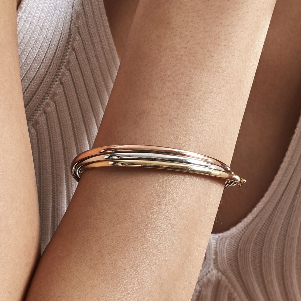 Bracelet Jonc Catalin 3 Fils Flexibles Or Tricolore - Bracelets joncs Femme | Histoire d’Or