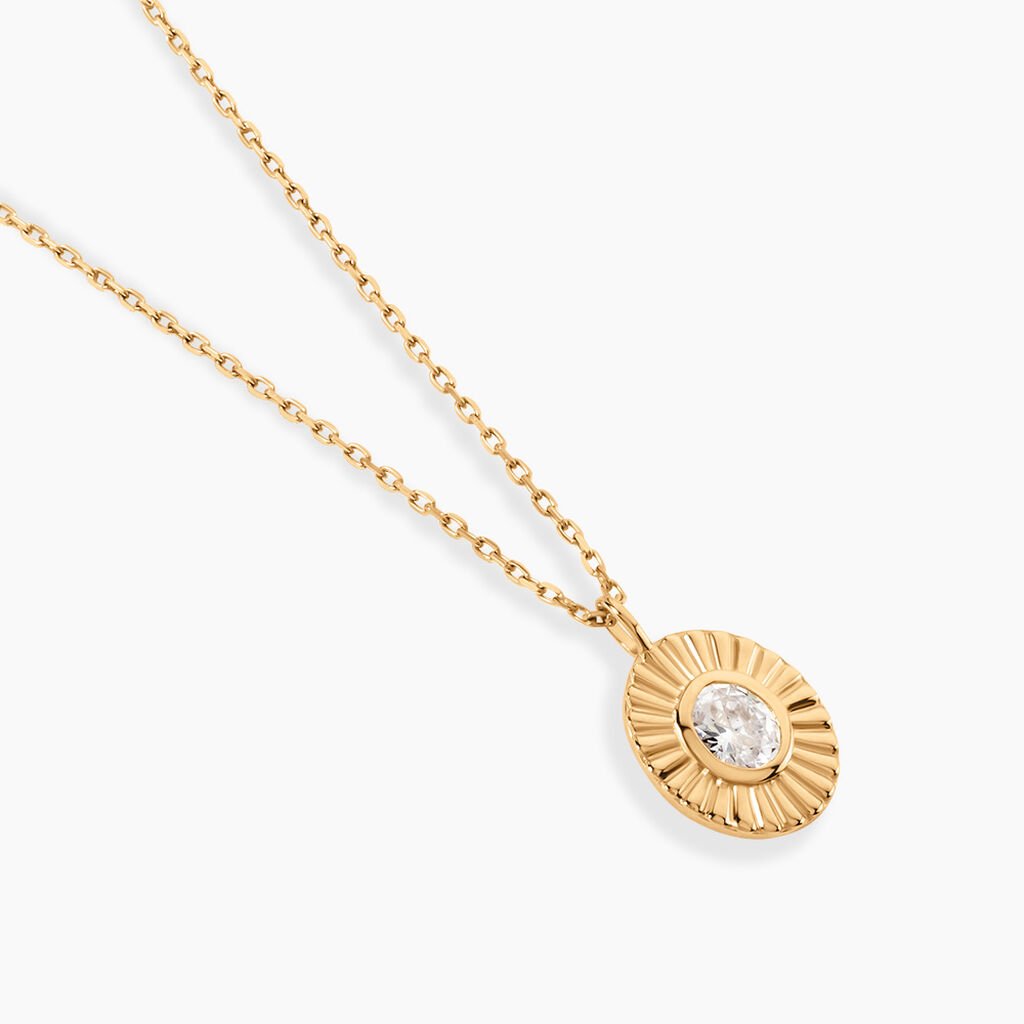 Collier Solaria Plaqu&eacute; Or Jaune Oxyde De Zirconium - F&ecirc;te des m&egrave;res Femme | Histoire d&rsquo;Or