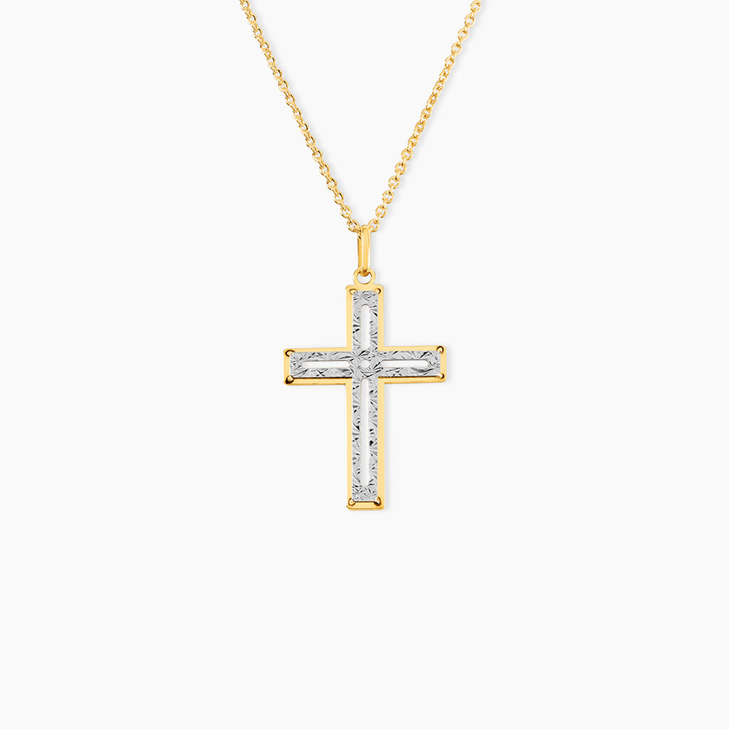 Pendentif Casey Croix Or Bicolore - Pendentifs Communion Femme | Histoire d&rsquo;Or
