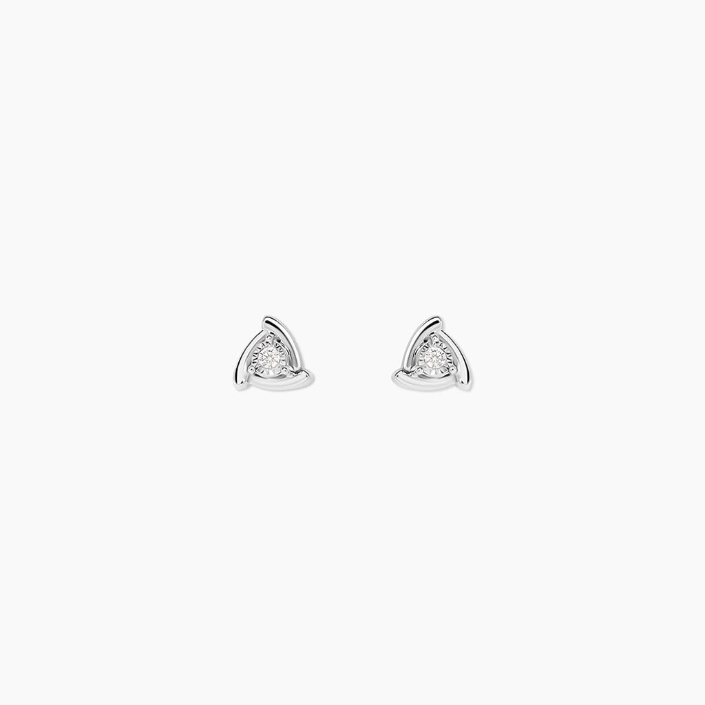 Boucles D'Oreilles Puces Sabia Argent Blanc Oxyde De Zirconium - Boucles d'oreilles fantaisie Femme | Histoire d&rsquo;Or