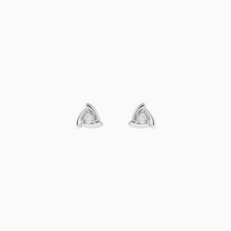 Boucles D'Oreilles Puces Sabia Argent Blanc Oxyde De Zirconium - Boucles d'oreilles fantaisie Femme | Histoire d&rsquo;Or