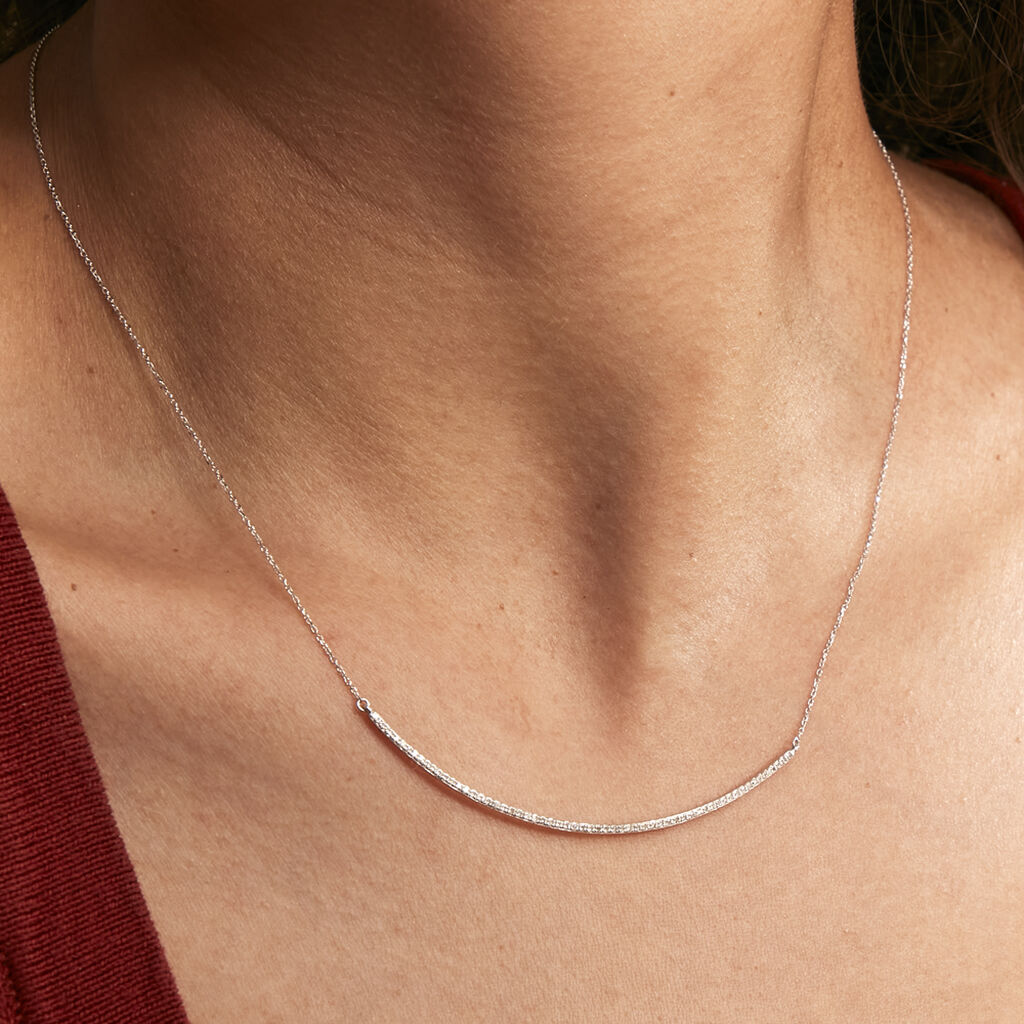 Collier Fanchette Or Blanc Diamant - Colliers Femme | Histoire d’Or