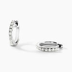 Mini Cr&eacute;oles Or Blanc Aryanna Diamants - Boucles d'oreilles cr&eacute;oles Femme | Histoire d&rsquo;Or