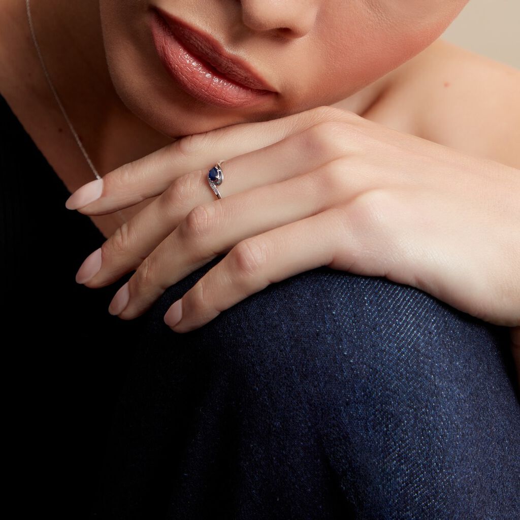 Bague Emotion Or Blanc Saphir Diamant - Bagues avec pierre Femme | Histoire d’Or