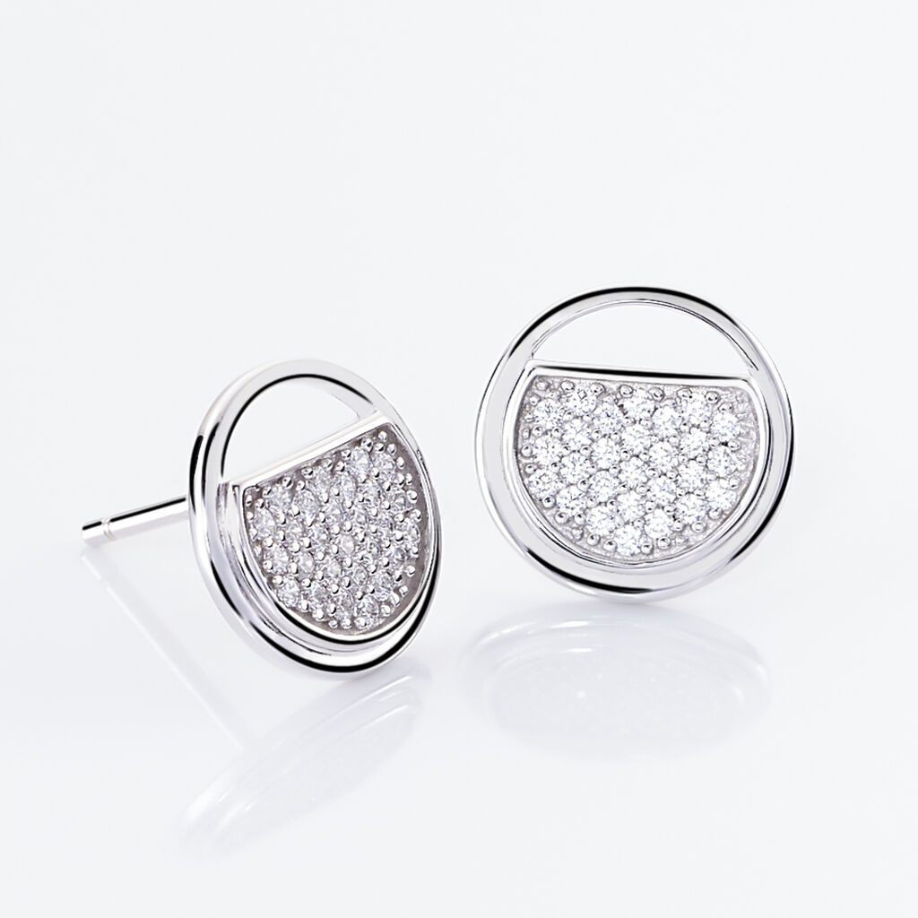 Boucles D'oreilles Puces Laetizia Clara Argent  Oxyde De Zirconium - Boucles d'oreilles fantaisie Femme | Histoire d&rsquo;Or