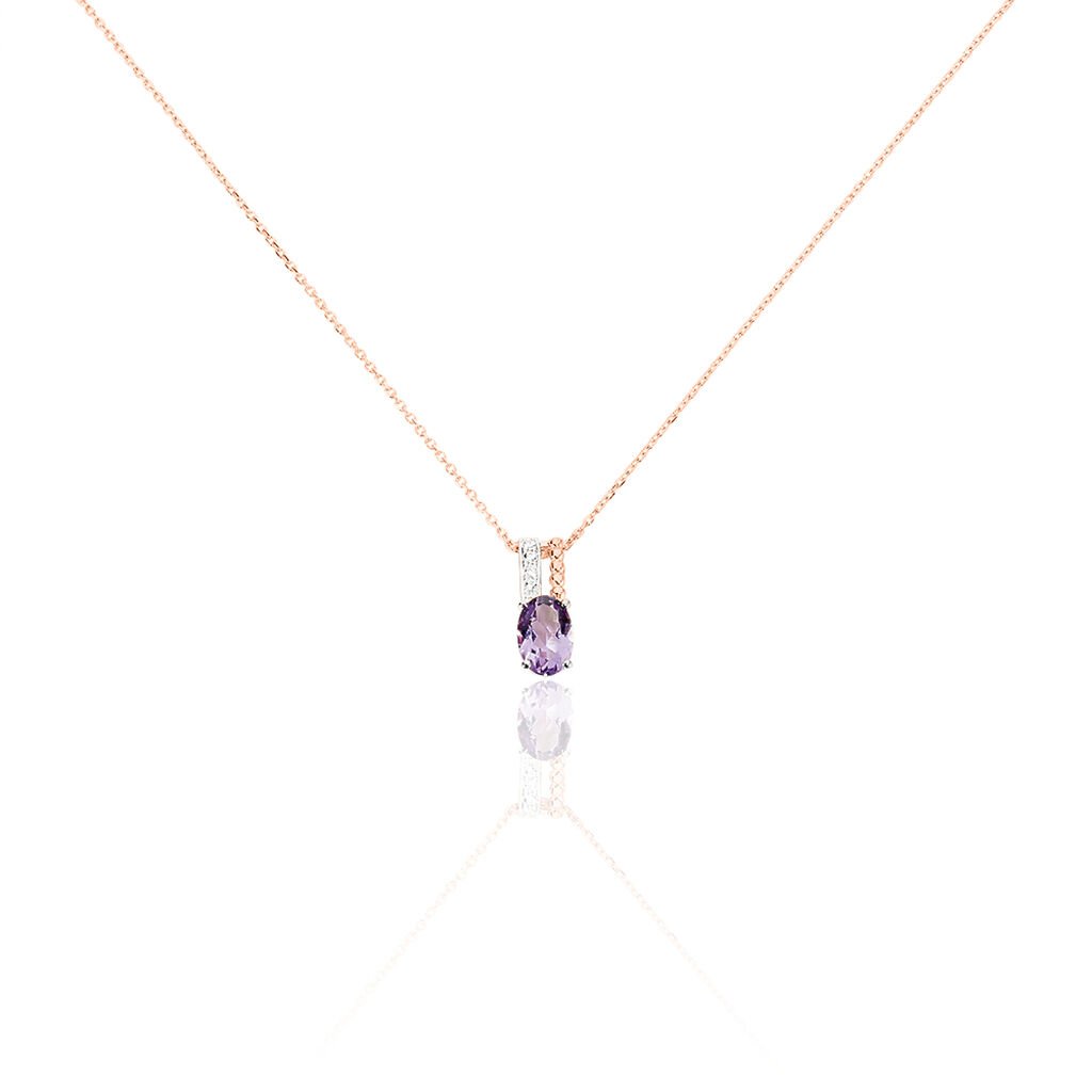 Collier Frannie Or Rose Amethyste Et Oxyde De Zirconium - Colliers Femme | Histoire d&rsquo;Or