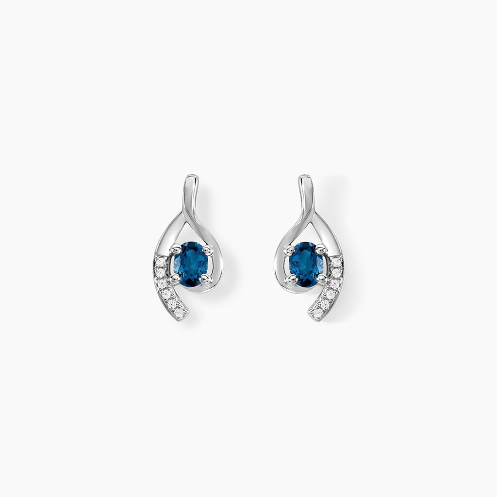 Boucles D'oreilles Sagesse Or Blanc Topaze Oxyde - Clous d'oreilles Femme | Histoire d’Or