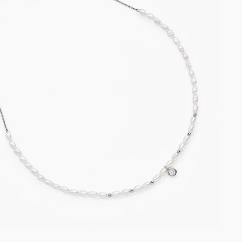 Collier Perlissima Argent Blanc Oxyde Et Perle De Culture - Colliers Femme | Histoire d’Or