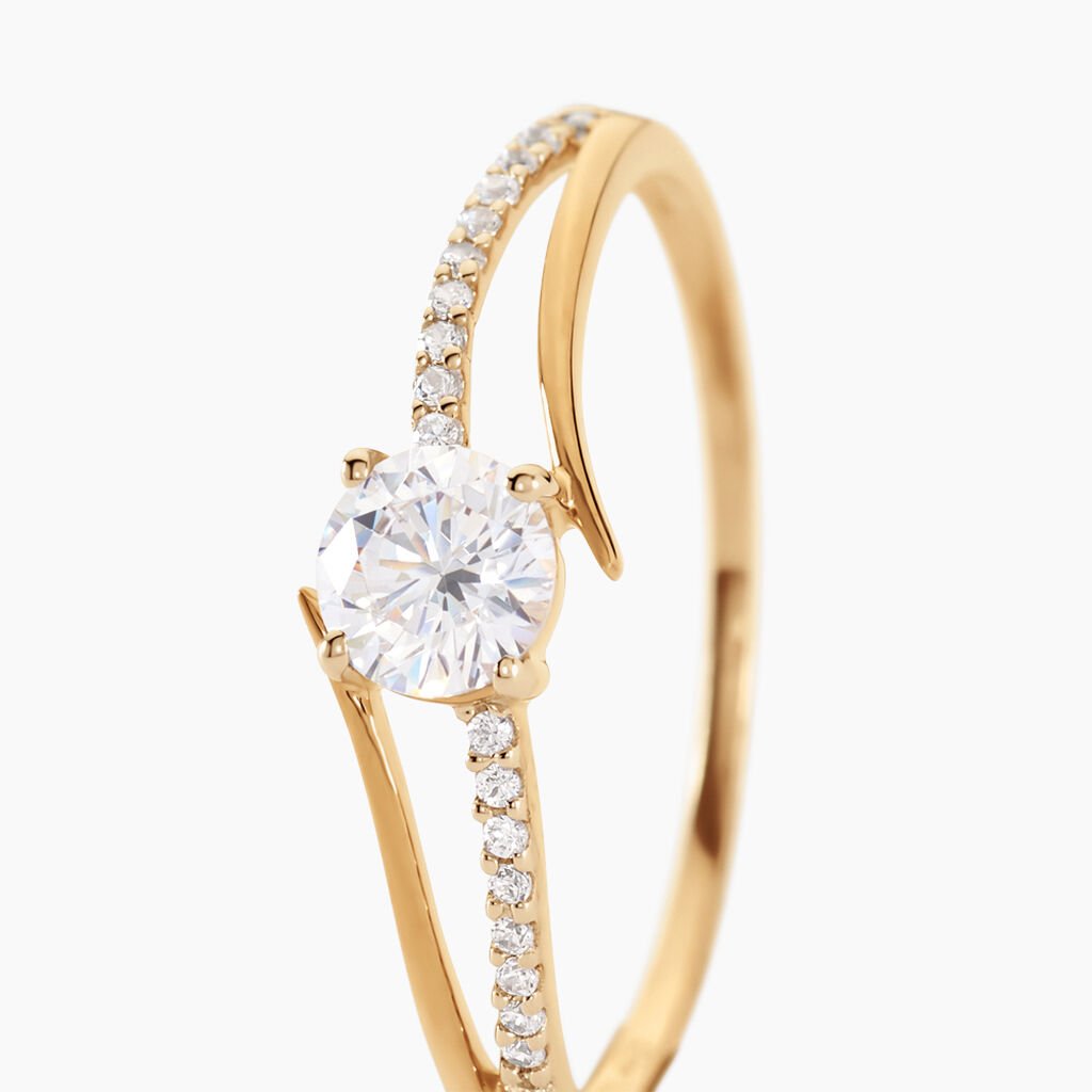 Bague Solitaire Abelia Or Jaune Oxyde De Zirconium - Bagues solitaires Femme | Histoire d&rsquo;Or