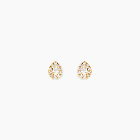 Boucles D'Oreilles Puces Pilvi Or Jaune Oxyde De Zirconium - Clous d'oreilles Femme | Histoire d&rsquo;Or