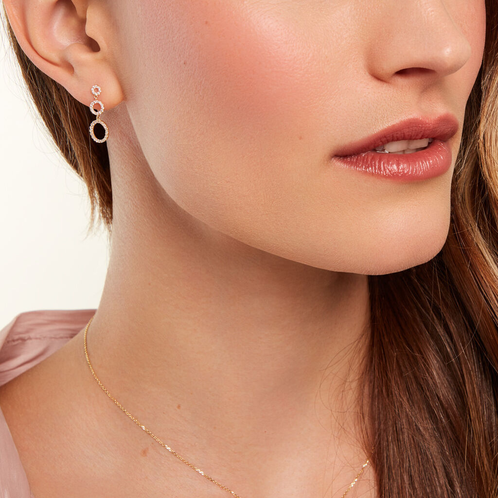 Boucles D'oreilles Pendantes Camron Or Jaune Oxyde De Zirconium - Boucles d'oreilles pendantes Femme | Histoire d’Or
