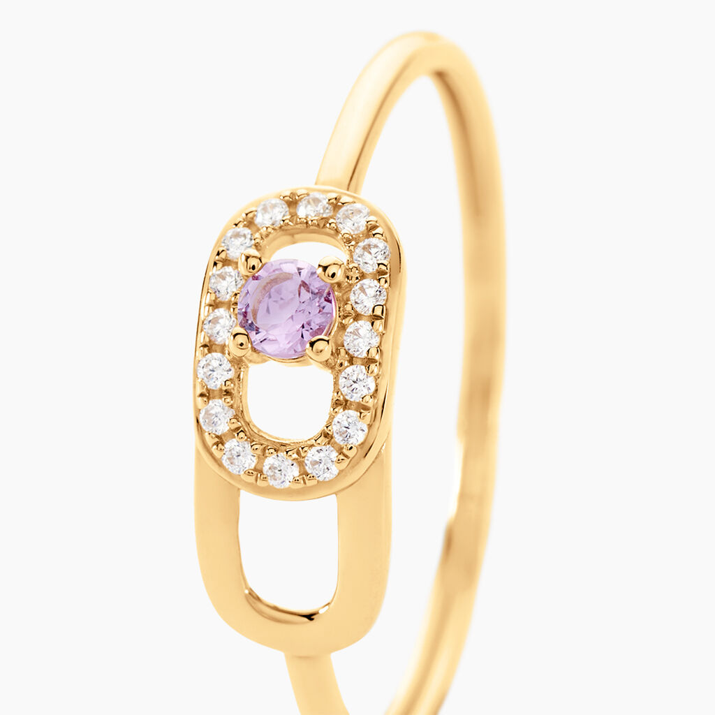 Bague Deonne Or Jaune Am&eacute;thyste Oxyde De Zirconium - Bagues solitaires Femme | Histoire d&rsquo;Or