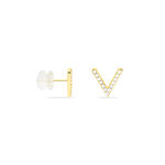 Boucles D'oreilles Puces Enimia Motif V Or Jaune Oxyde De Zirconium - Clous d'oreilles Femme | Histoire d&rsquo;Or