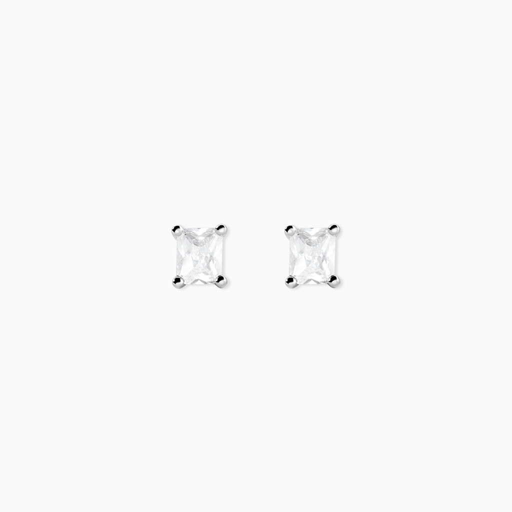 Boucles D'oreilles Puces Mathilda Argent Blanc Oxyde De Zirconium - Boucles d'oreilles fantaisie Femme | Histoire d’Or