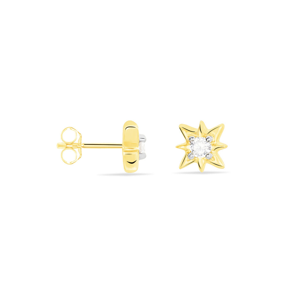 Boucles D'oreilles Puces Astralia Or Jaune Oxyde De Zirconium - Clous d'oreilles Femme | Histoire d’Or