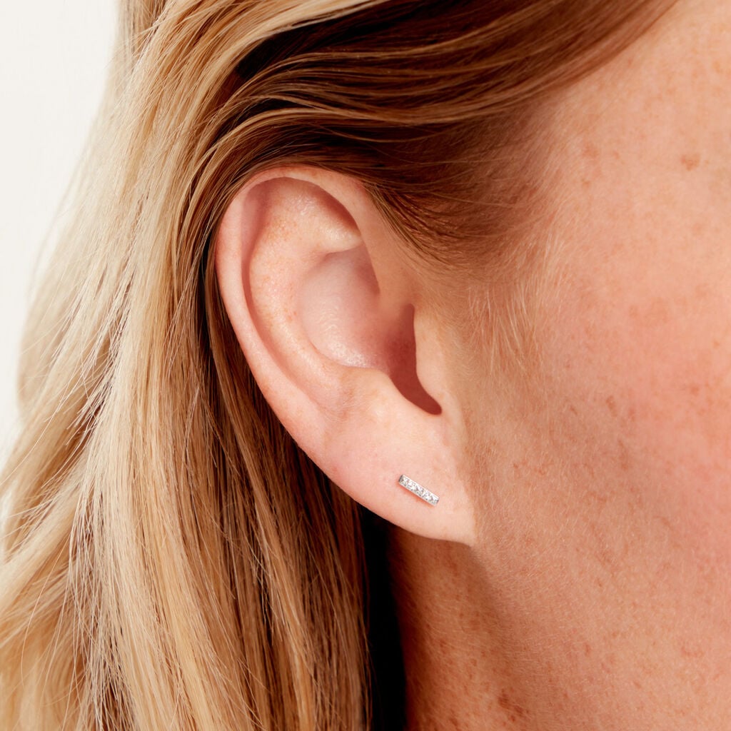 Boucles D'Oreilles Puces Susie Argent Blanc Oxyde De Zirconium - Boucles d'oreilles fantaisie Femme | Histoire d&rsquo;Or