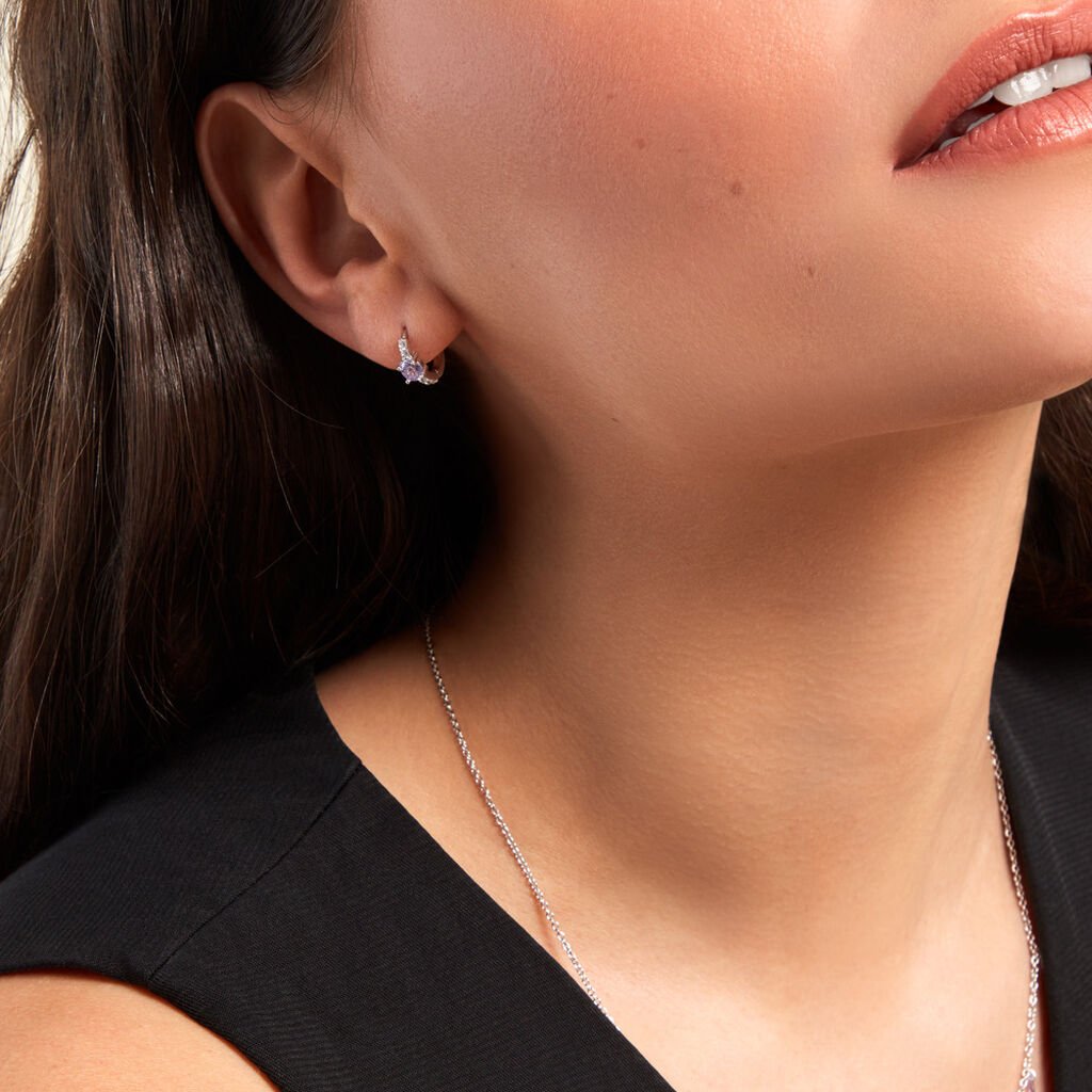 Creoles Rio Argent Blanc Oxyde De Zirconium - Boucles d'oreilles cr&eacute;oles Femme | Histoire d&rsquo;Or