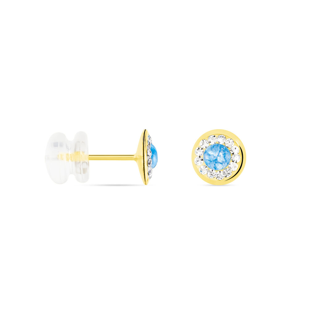 Boucles D'oreilles Amazone Or Jaune Email Strass - Clous d'oreilles Femme | Histoire d’Or