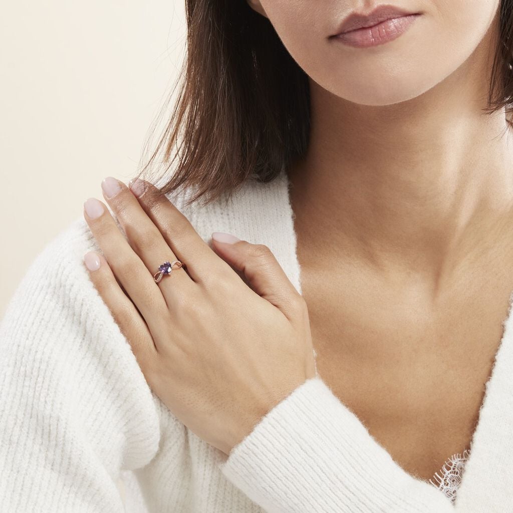 Bague Argent Rose Atieno Oxyde De Zirconium - Bagues solitaires Femme | Histoire d&rsquo;Or
