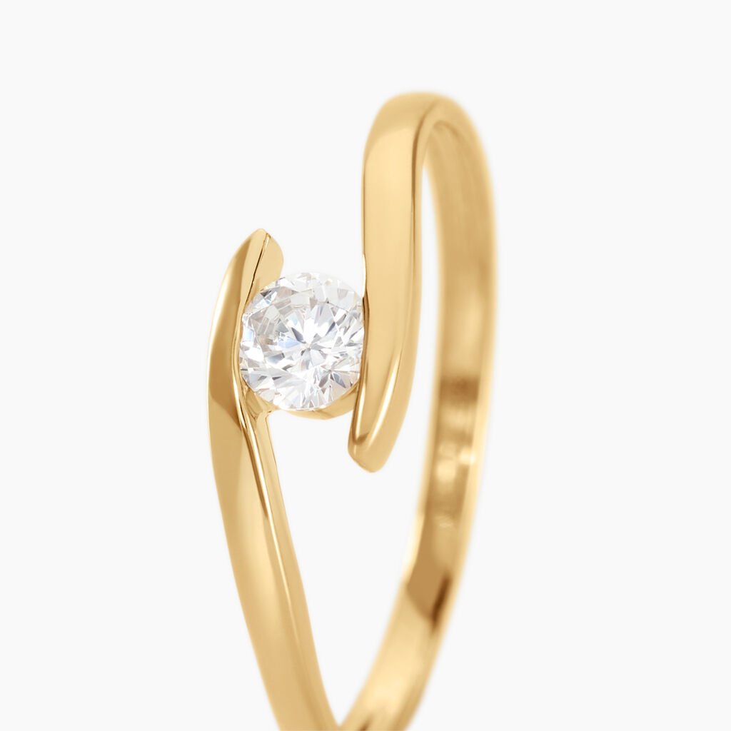 Bague Solitaire Camilia Or Jaune Oxyde De Zirconium - Bagues solitaires Femme | Histoire d&rsquo;Or