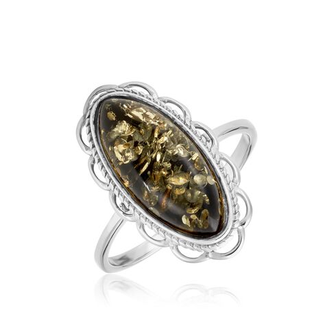 Bague Reetta Argent Blanc Ambre - Bagues avec pierre Femme | Histoire d’Or