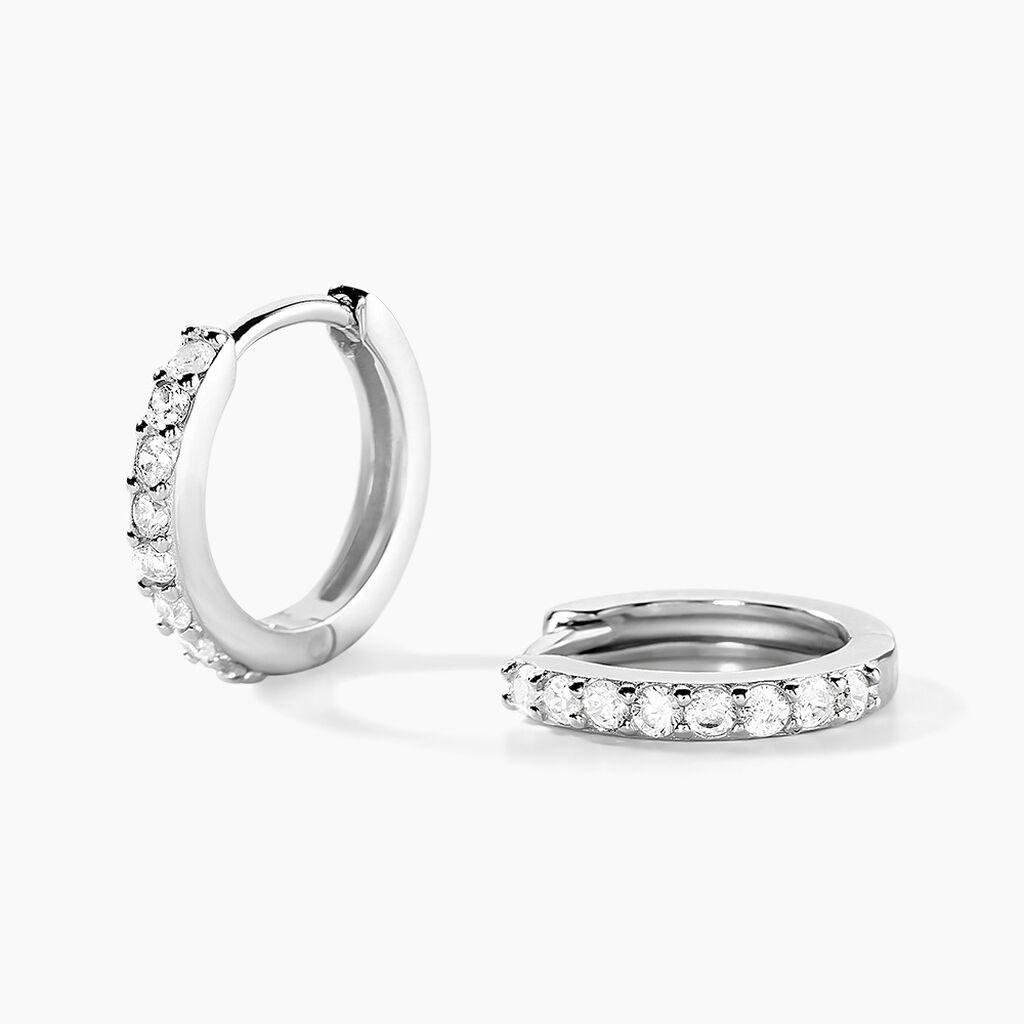 Créoles Jussi Argent Blanc Oxyde De Zirconium