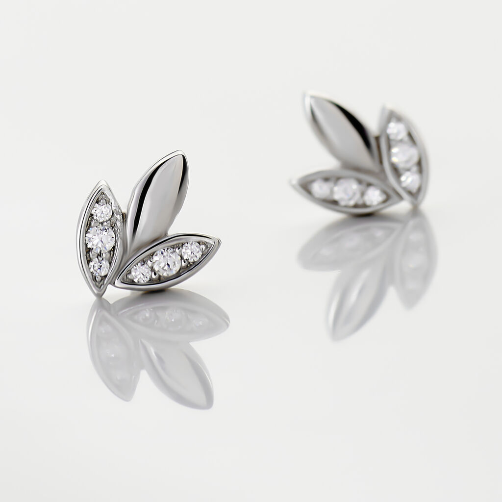 Boucles D'oreilles Puces Tihana Argent Blanc Oxyde De Zirconium - Boucles d'oreilles fantaisie Femme | Histoire d&rsquo;Or