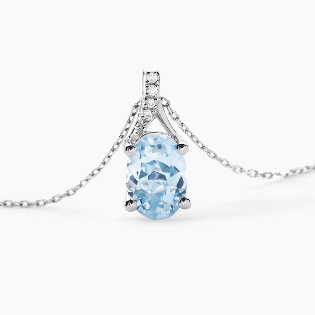 Collier Audea Or Blanc Topaze Et Oxyde De Zirconium - Colliers Femme | Histoire d&rsquo;Or