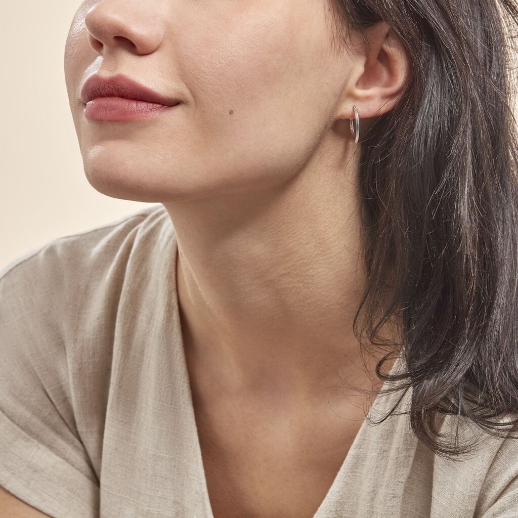 Créoles Ilana Or Blanc - Boucles d'oreilles créoles Femme | Histoire d’Or