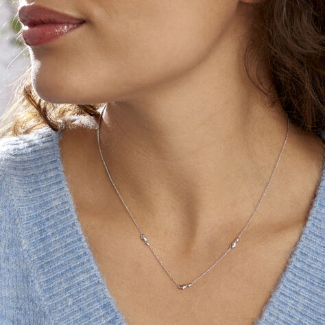 Boucles D'oreilles Puces Astria Argent Blanc - Colliers Coeur Femme | Histoire d’Or