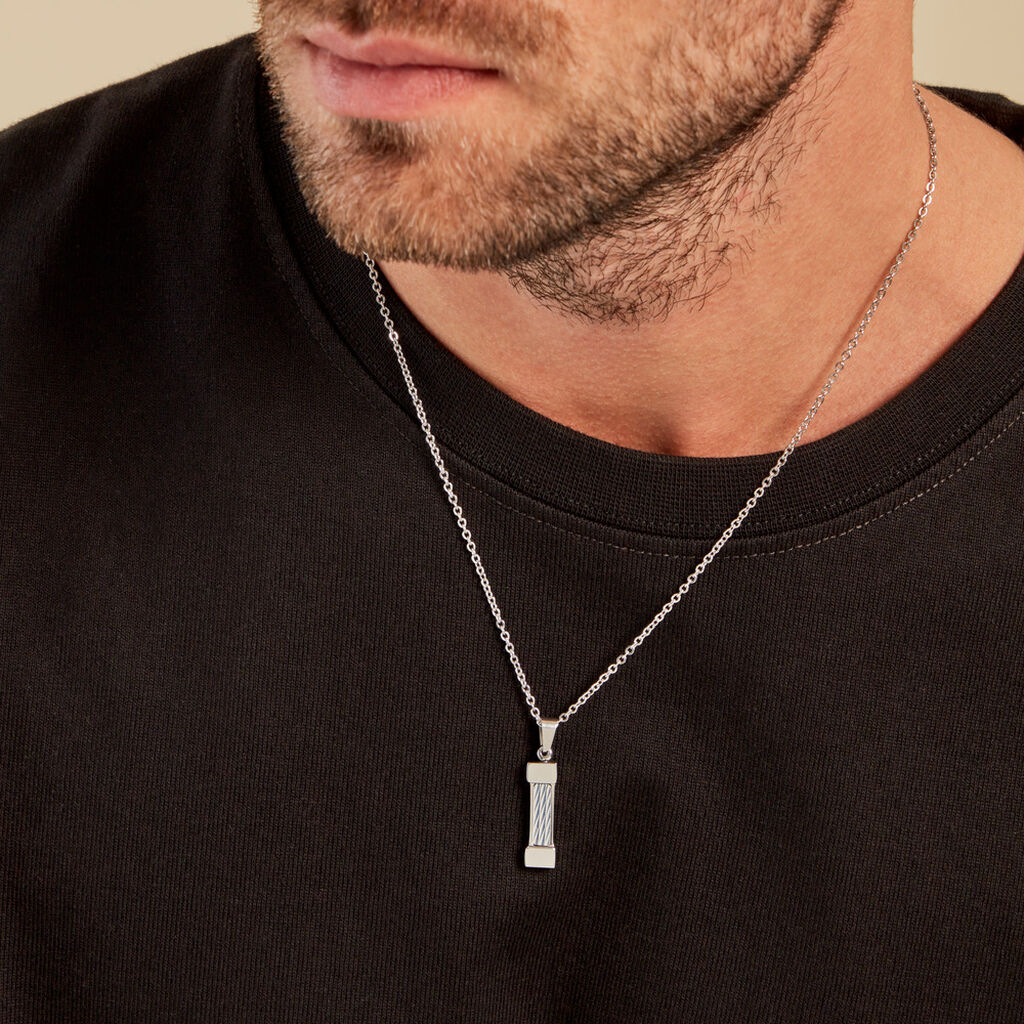 Collier Memphis Acier Blanc - Colliers fantaisie Homme | Histoire d’Or