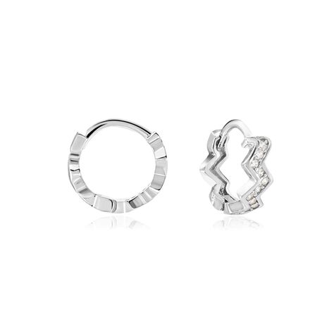 Créoles Argent Blanc Nemausos Oxydes De Zirconium - Boucles d'oreilles créoles Femme | Histoire d’Or