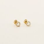 Boucles D'oreilles Puces Eily Or Jaune Oxyde De Zirconium - Clous d'oreilles Famille | Histoire d&rsquo;Or