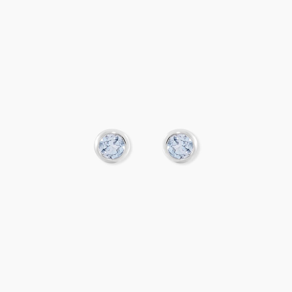 Boucles D'oreilles Puces Edy Serti Clos Or Blanc Topaze - Clous d'oreilles Femme | Histoire d’Or