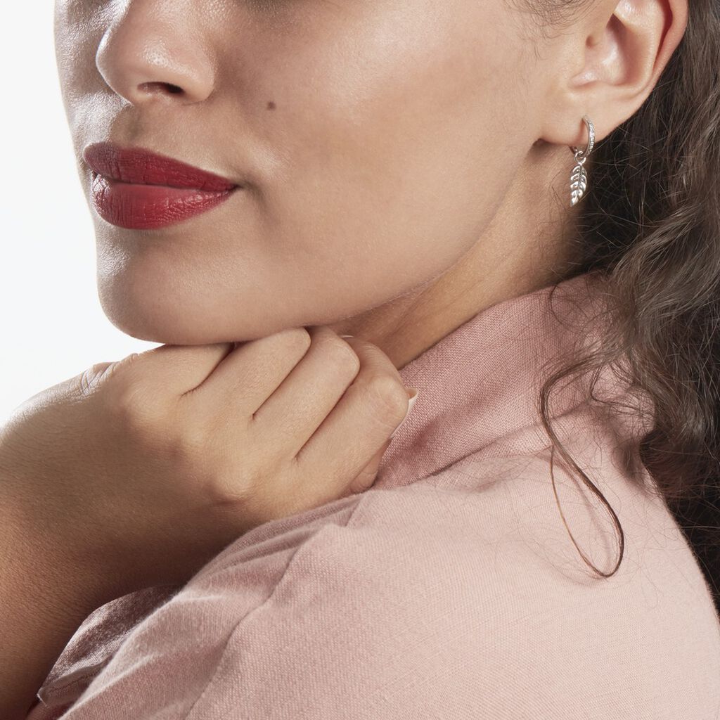 Créole Unitaire Argent Blanc Ancelin Oxydes De Zirconium - Boucles d'oreilles créoles Femme | Histoire d’Or