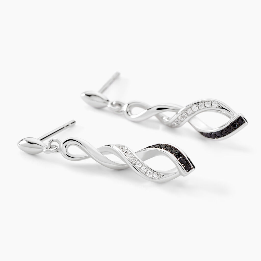 Boucles D'oreilles Pendantes Claudia Argent Blanc Oxyde De Zirconium - Boucles d'oreilles fantaisie Femme | Histoire d’Or