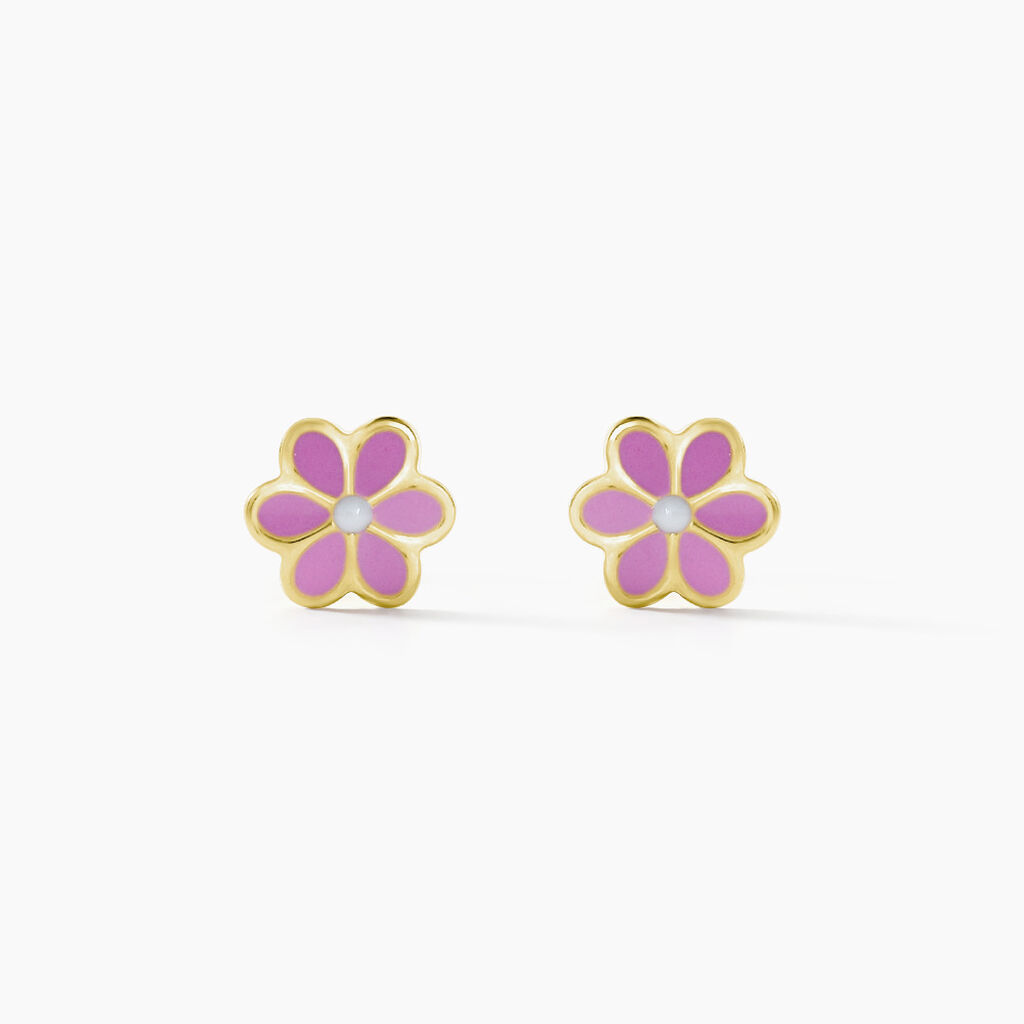 Boucles D'oreilles Puces Or Jaune Talia Email - Clous d'oreilles Enfant | Histoire d’Or