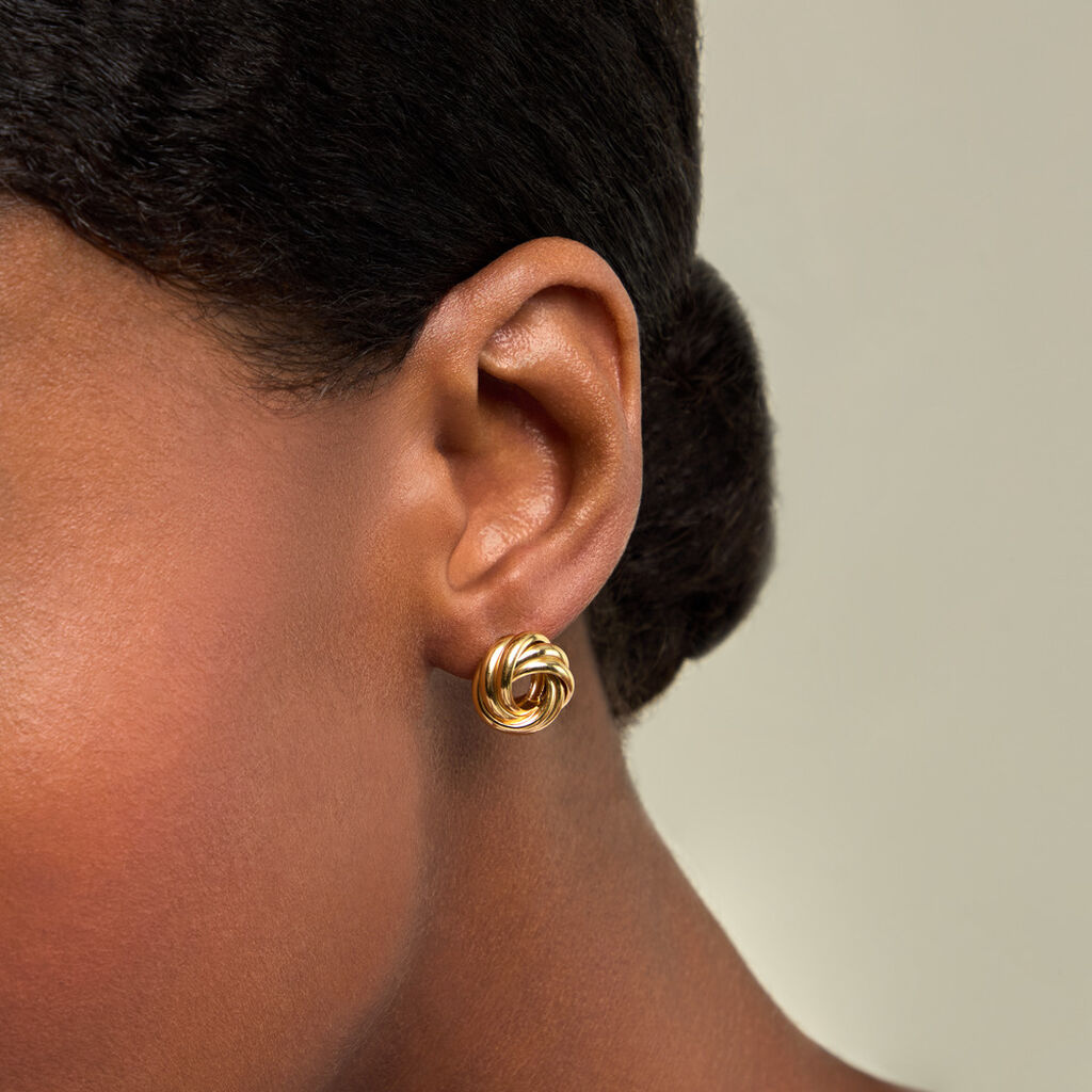Boucles D'Oreilles Puces Ombeline Argent Dor&eacute; A L'Or 750/1000 - Clous d'oreilles Femme | Histoire d&rsquo;Or