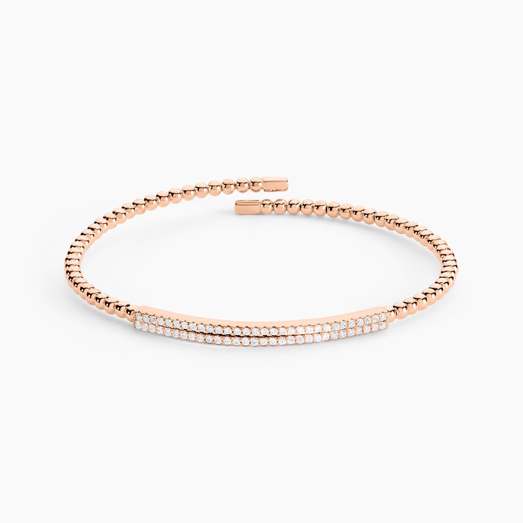 Bracelet Jonc Fuerza Argent Rose Oxyde De Zirconium - Bracelets joncs Femme | Histoire d’Or
