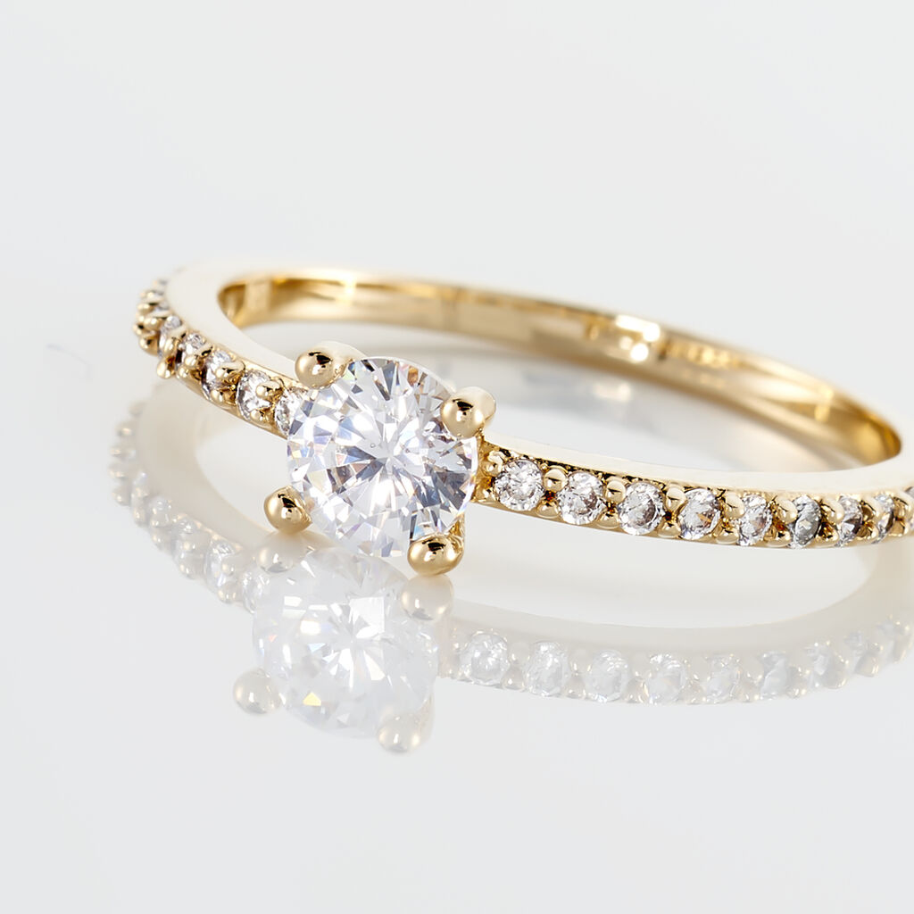 Bague Solitaire Mireilla Plaqu&eacute; Or Jaune Oxyde De Zirconium - Bagues solitaires Femme | Histoire d&rsquo;Or