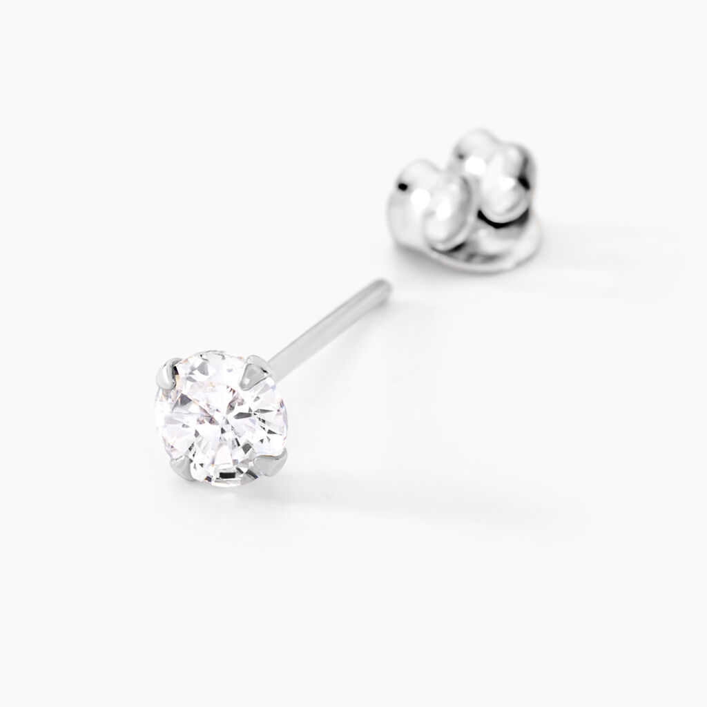 Boucles D'oreilles Puces Laena Argent Blanc Oxyde De Zirconium - Boucles d'oreilles fantaisie Femme | Histoire d’Or