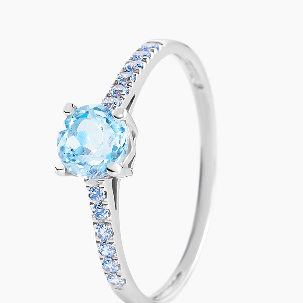 Bague Manon Or Blanc Topaze Et Oxyde De Zirconium - Bagues solitaires Femme | Histoire d’Or